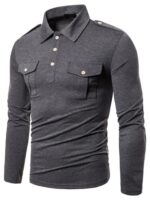 Men’s Flap Pocket Timeless Elegance Long-Sleeve Polo – Versatile Style for Every Occasion - Image 2