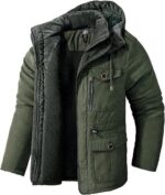 Men’s Winter Hooded Jacket – Windproof Sherpa Lined Fleece for Maximum Warmth