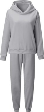 Women’s Winter Hooded Tracksuit – Soft Gray Lounge Set
