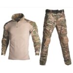 Men’s Camouflage Tactical Suit – 1/4 Zip Long Sleeve Military Combat Shirt and Pants Set with Knee Pads - Image 2