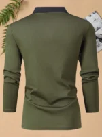 Refined Casual Comfort: Men’s Long Sleeve Polo Shirt with Horse Print - Image 7