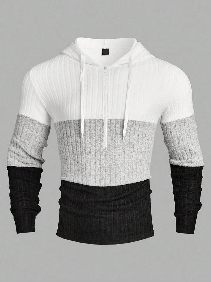 WhatsApp-Image-2024-11-24-at-23.35.36_36c2d3e4 Men’s Winter Colorblack Zipper Half Placket Drawstring Hooded T-Shirt - Image 1