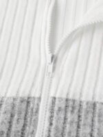 Men’s Winter Colorblack Zipper Half Placket Drawstring Hooded T-Shirt - Image 4