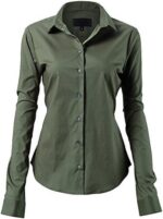 Blouse Women’s Shirt Basic Kent Collar Elegant OL Work Slim Fit Long Sleeve Stretch Formal Shirts - Image 2