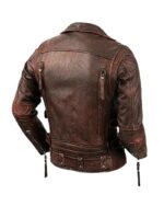 Men Genuine Cowhide Motorcycle Jacket Men’s Vintage Brown Padded Leather Biker Jacket – Distressed Motorcycle Armor Style - Image 2